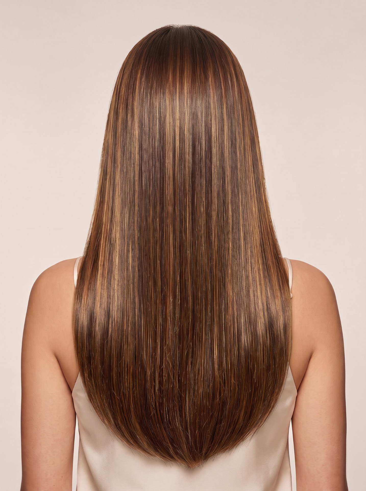 2H Ash Brown hair colour — Rear view