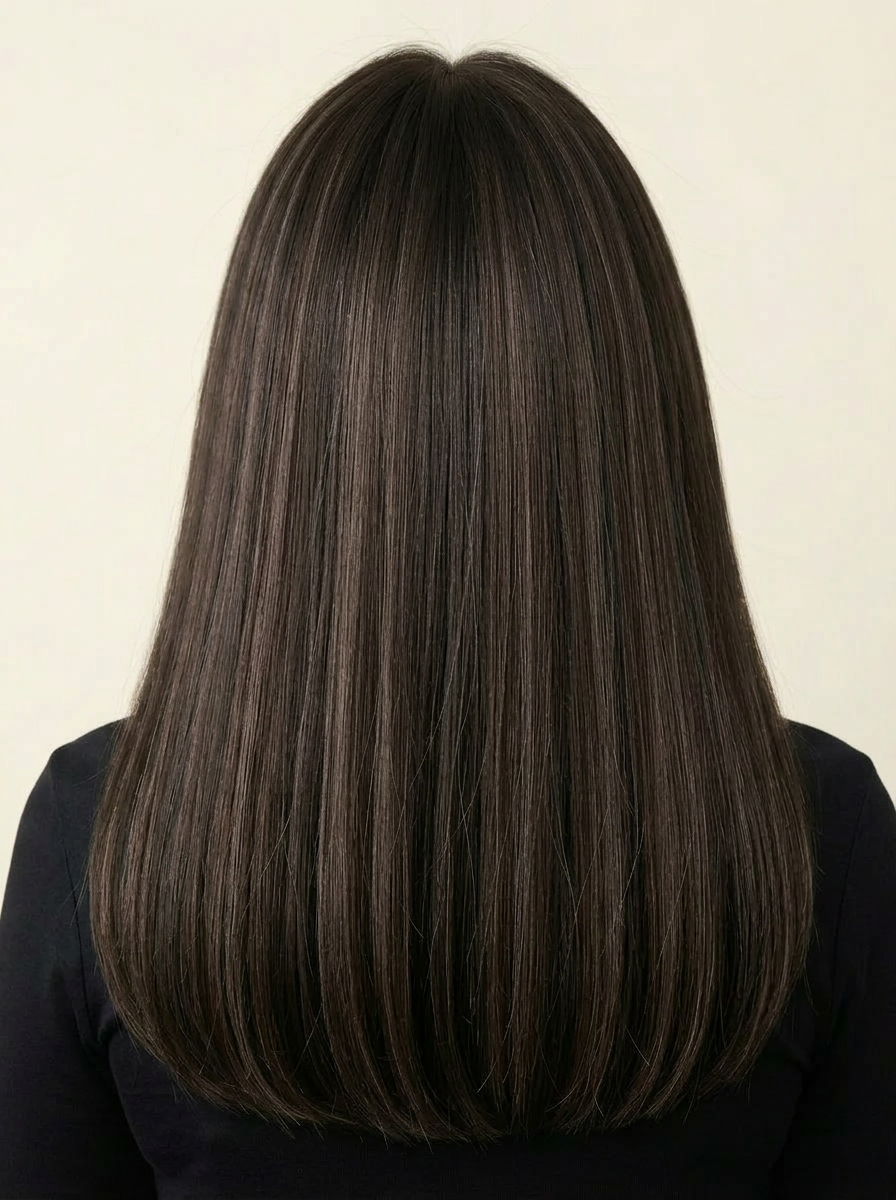 1A/2H Cool Brunette Blend hair colour — Rear view