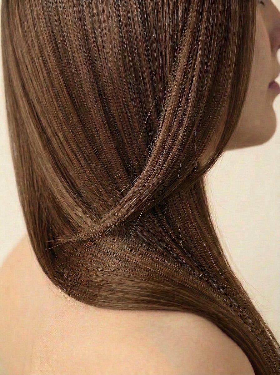 2H Ash Brown hair colour — Side profile