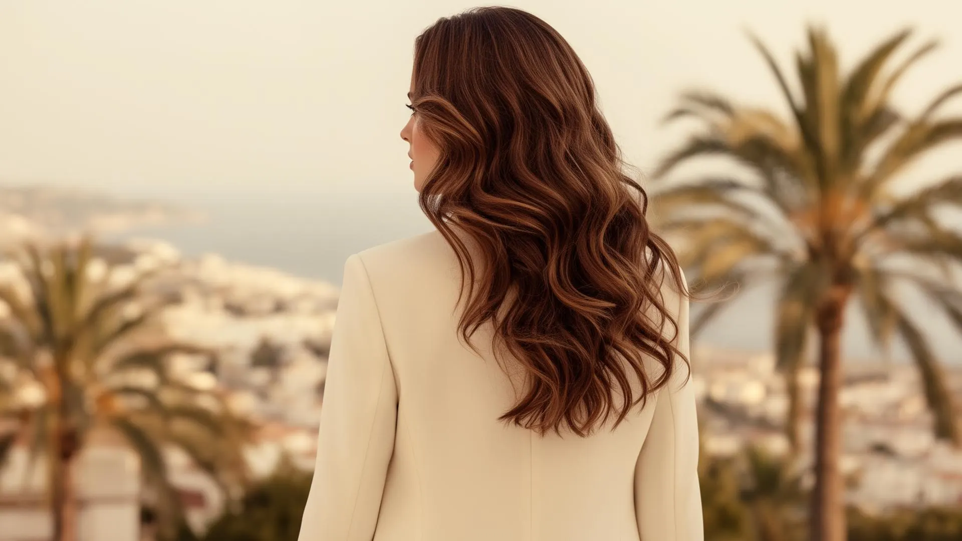 Mujer con extensiones de pelo natural largas y con volumen — AVRÉE Hair Marbella